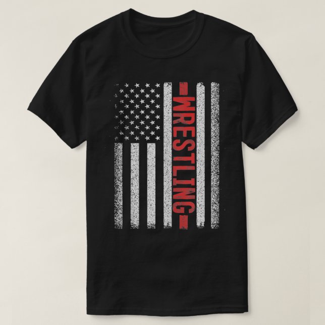Den amerikanska Flagga brottning 4 juli T Shirt (Design framsida)