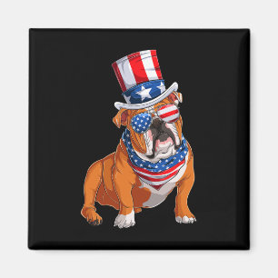 Den amerikanska Flagga Bulldog 4:e juli Magnet