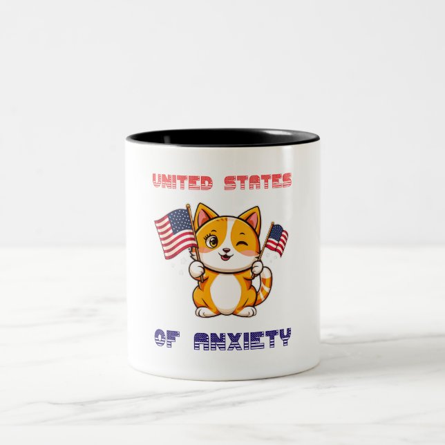 Den amerikanska Flagga Cat på den amerikanska Två-Tonad Mugg (Center)