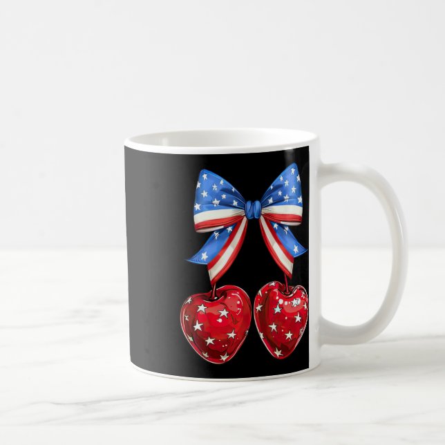 Den amerikanska Flagga Cherry Coquette Bow 4:e Jul Kaffemugg (Höger)