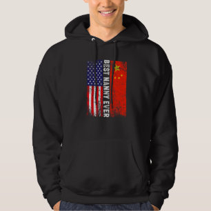 Den amerikanska Flagga & China Flagga Best Nanny A Hoodie