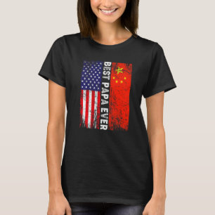 Den amerikanska Flagga & China Flagga Best Pappa n T Shirt