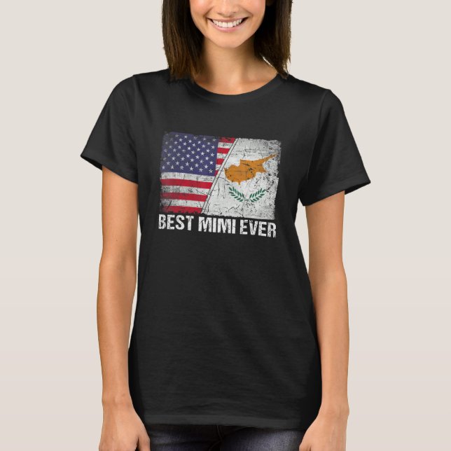 Den amerikanska Flagga & Cyprus Flagga Best Mimi A T Shirt (Framsida)