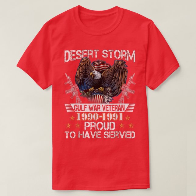 Den amerikanska Flagga Desert Storm Veteran Proud  T Shirt (Design framsida)