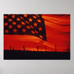 Den amerikanska Flagga digitala komposit Poster