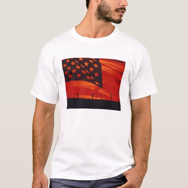 Den amerikanska Flagga digitala komposit Tee Shirt (Framsida)