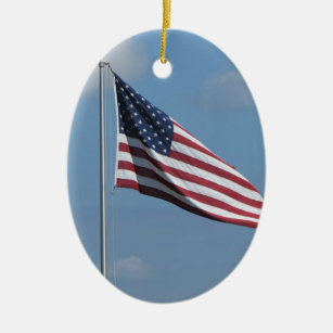 Den amerikanska Flagga Dikt Julgransprydnad Keramik