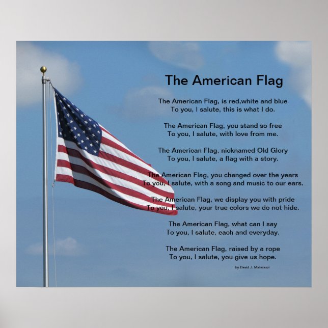 Den amerikanska Flagga Dikt Poster (Framsidan)