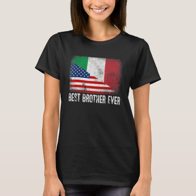 Den amerikanska Flagga Flagga & Italien Best Broth T Shirt (Framsida)