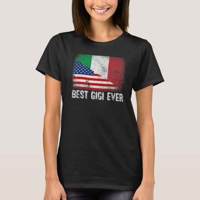 Den amerikanska Flagga Flagga & Italien Best Gigi  T Shirt (Framsida)