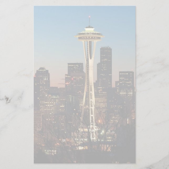 Den amerikanska flagga flyter mellan stigning måne brevpapper (Framsida)