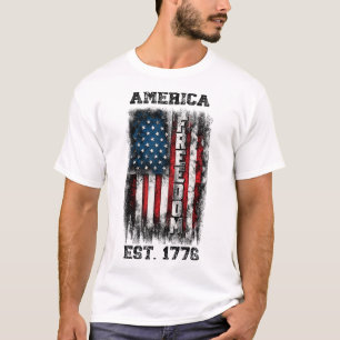 Den amerikanska Flagga Freedom Est 1776 T Shirt