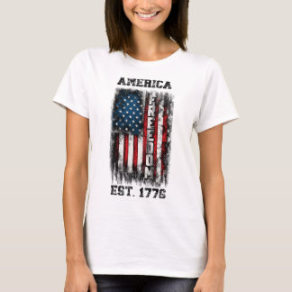 Den amerikanska Flagga Freedom Est 1776 T Shirt