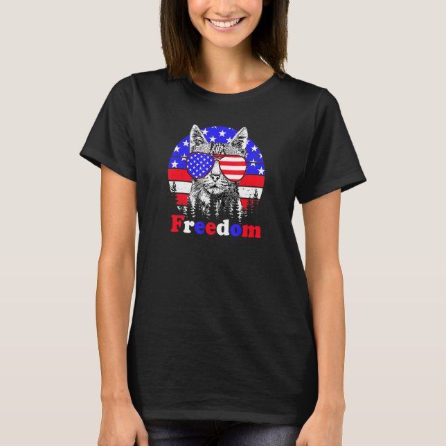 Den amerikanska Flagga Frihet 4 juli T Shirt (Framsida)