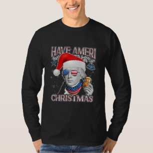 Den amerikanska Flagga Jul James Madison Santa Hat T Shirt