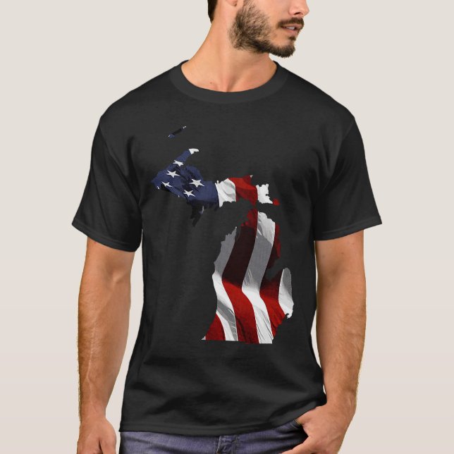 Den amerikanska Flagga Michigan T Shirt (Framsida)