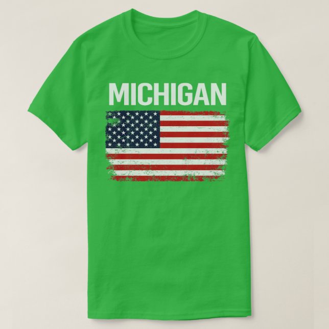 Den amerikanska Flagga Michigan T Shirt (Design framsida)