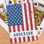 Den amerikanska Flagga Namn Patriotic Casinokort<br><div class="desc">Amerikanska spelkort - Amerikanska flagga ,  stars och stripes i en besvärad rött vitt blått utformning. Anpassa till Namn. COPYRIGHT © 2021 Judy Burrows,  Black Hund Art - Med alla Höger reserverade. Amerikanska Flagga Namn Patriotiska spelkort</div>