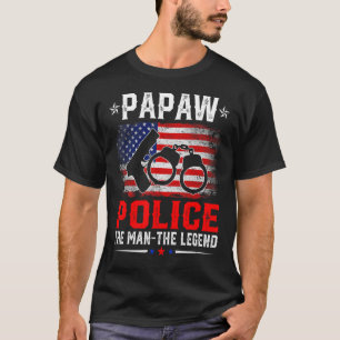 Den amerikanska Flagga Papaw Police Legend R T Shirt