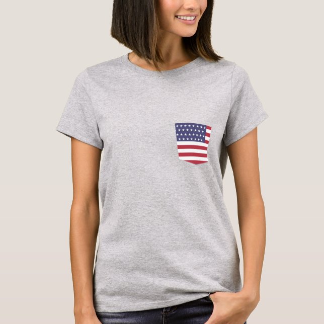 Den amerikanska Flagga Pocket Tee Fake Pocket-skjo (Framsida)