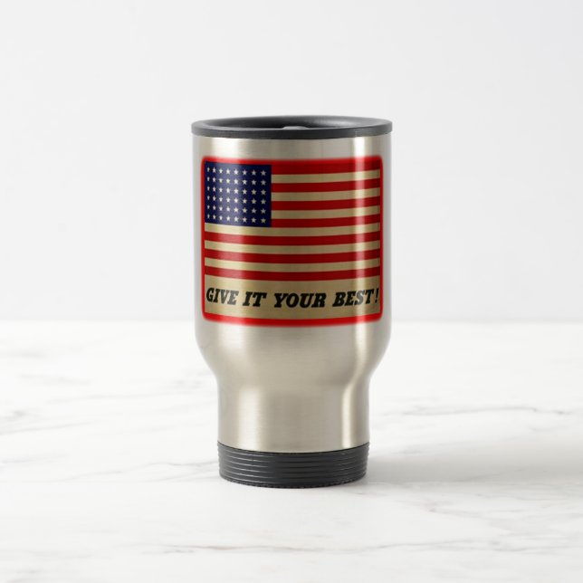 Den amerikanska Flagga Resemugg - Ge är din bästa! (Center)