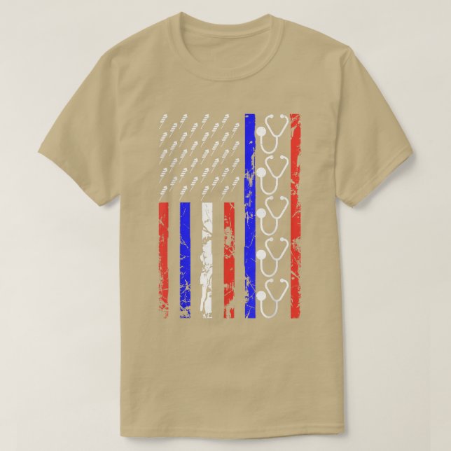 Den amerikanska Flagga St. T Shirt (Design framsida)