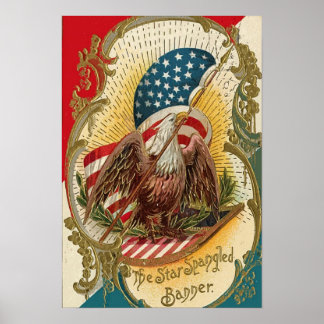 Den amerikanska Flagga Star Spangly Banner Eagle Poster