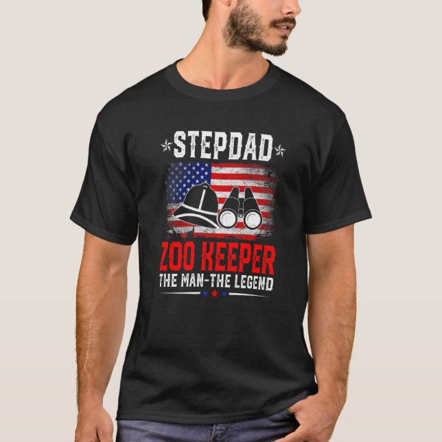 Den amerikanska Flagga Stepdad Zoo Keeper Le T Shirt (Framsida)