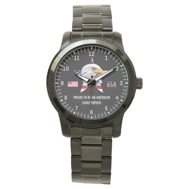 Den amerikanska Flagga, Stunning Eagle Patriotic Armbandsur (Framsida)