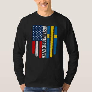 Den amerikanska Flagga & Sverige Flagga Best Poppi T Shirt