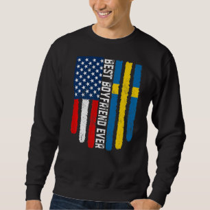 Den amerikanska Flagga & Sverigen Flagga Best Boyv Lång Ärmad Tröja