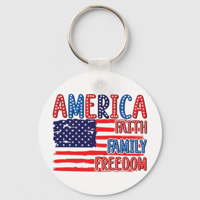 Den amerikanska Flagga trosfrihet 4 juli och 2011 Nyckelring (Framsida)