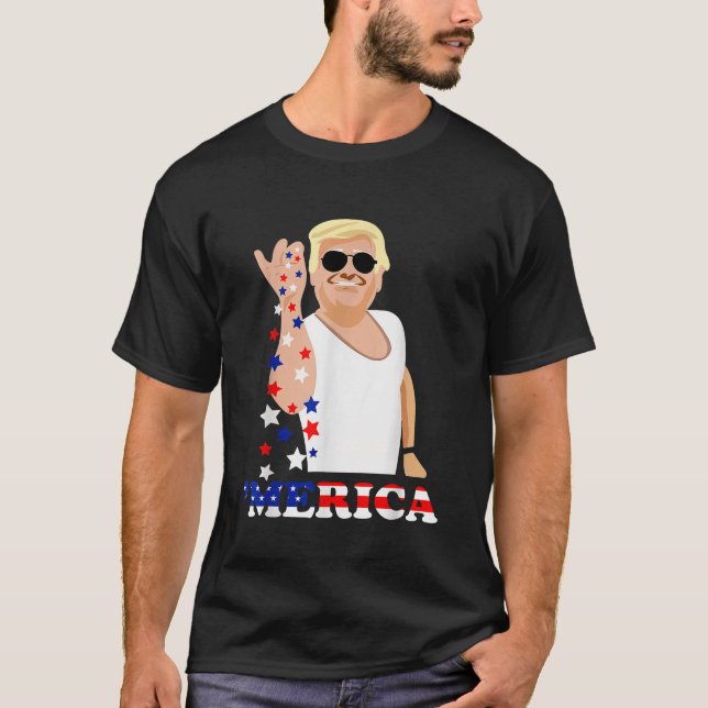 Den amerikanska Flagga Trump Merica Salt T Shirt (Framsida)
