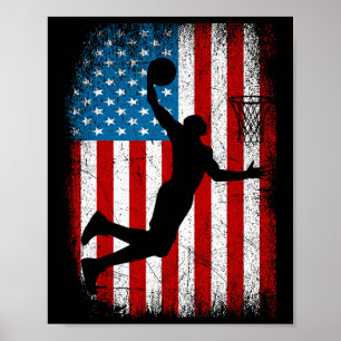 Den amerikanska Flagga Vintage Basketball 4:e av Poster
