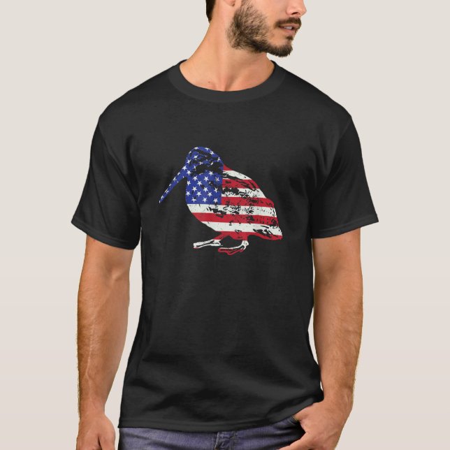 Den amerikanska Flagga Woodcock Hunter Timberdoodl T Shirt (Framsida)