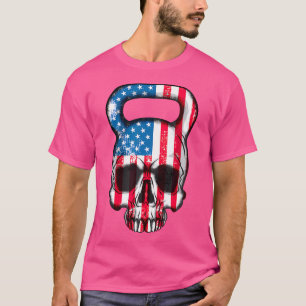Den amerikanska flaggan Kettlebell Skull Weight Ly T Shirt