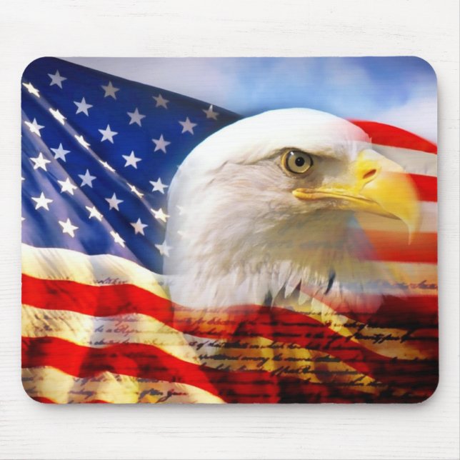Den amerikanska flaggan-/örnmusen vadderar musmatta (Framsidan)