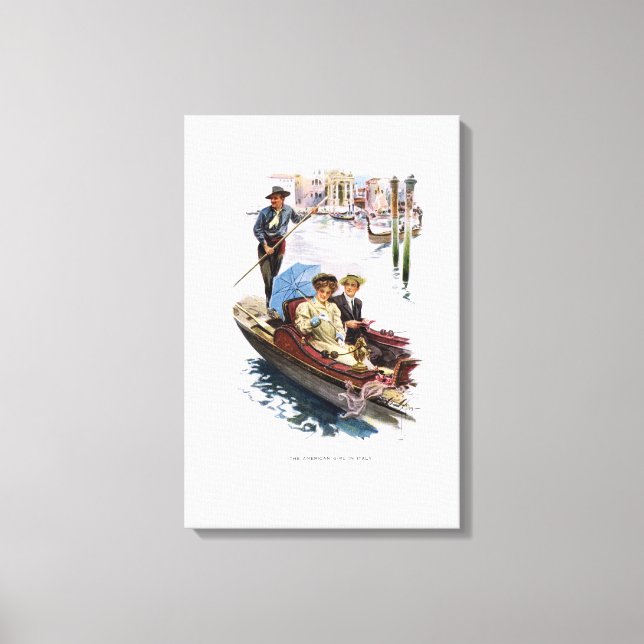 Den amerikanska flickan i Italien av Harrison Fish Canvastryck (Framsida)