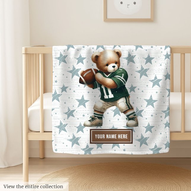 Den amerikanska fotbollen Teddy Blanket för Boys B Fleecefilt (American Football Teddy Blanket for Boys Birthday)