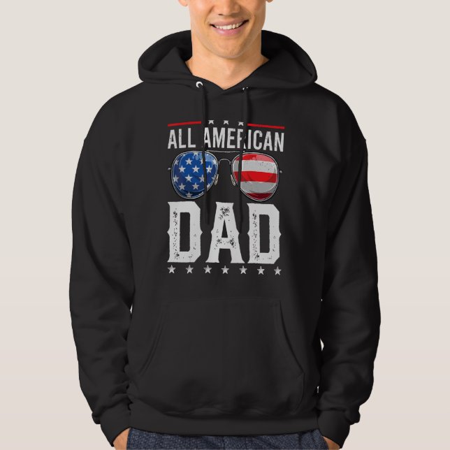 Den amerikanska matchen Pappa 4:e juli Hoodie (Framsida)