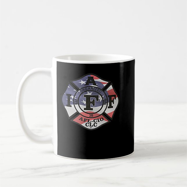 Den amerikanska patrioten IAFF-brandbekämparen Kaffemugg (Vänster)