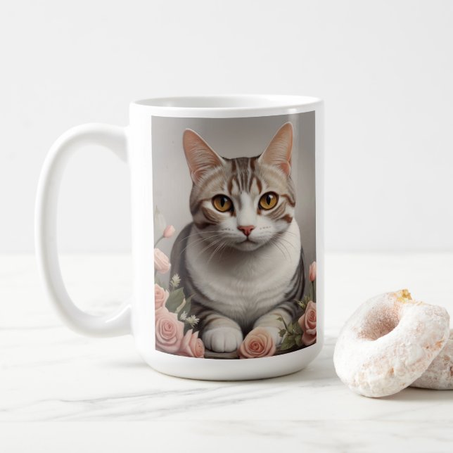 Den amerikanska Shorthair Cat med ömtålig Ro Kaffemugg (Med munk)