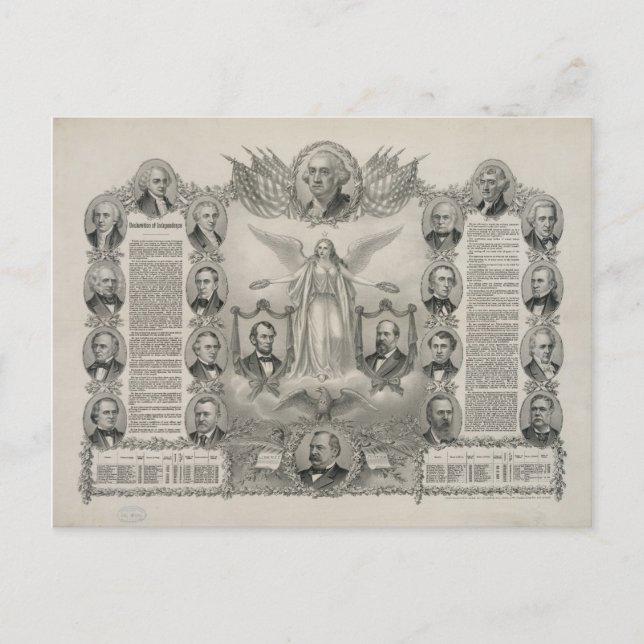 Den amerikanska självständighetsförklaringen av Ku Vykort (Framsida)