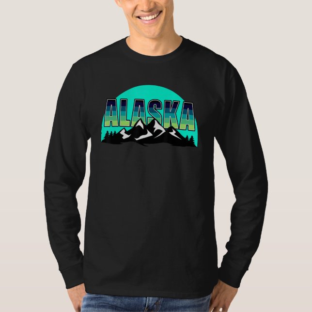 Den amerikanska staten Alaska Sol Måne, bergart Hi T Shirt (Framsida)