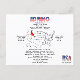 Den amerikanska staten Idaho på karta och användba Helg Vykort