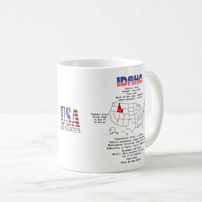 Den amerikanska staten Idaho på karta och användba Kaffemugg (Framsida höger)