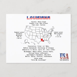 Den amerikanska staten Louisiana på karta och anvä Helg Vykort