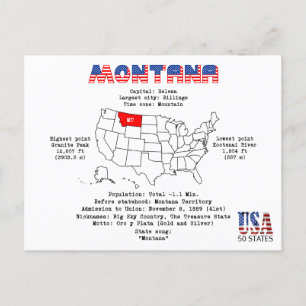 Den amerikanska staten Montana på karta och använd Helg Vykort