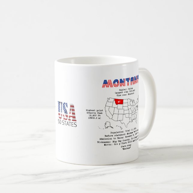 Den amerikanska staten Montana på karta och använd Kaffemugg (Framsida höger)