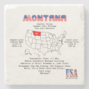 Den amerikanska staten Montana på karta och använd Stenunderlägg